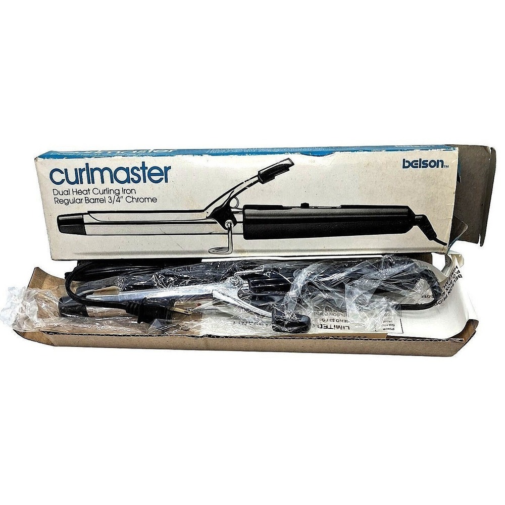 Vintage Belson Curlmaster Curling Iron Women 3/4" Silver Chrome Dual Heat 460